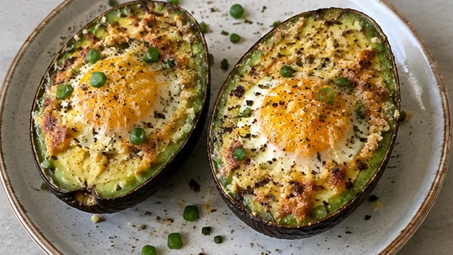 Abacate gratinado com ovo